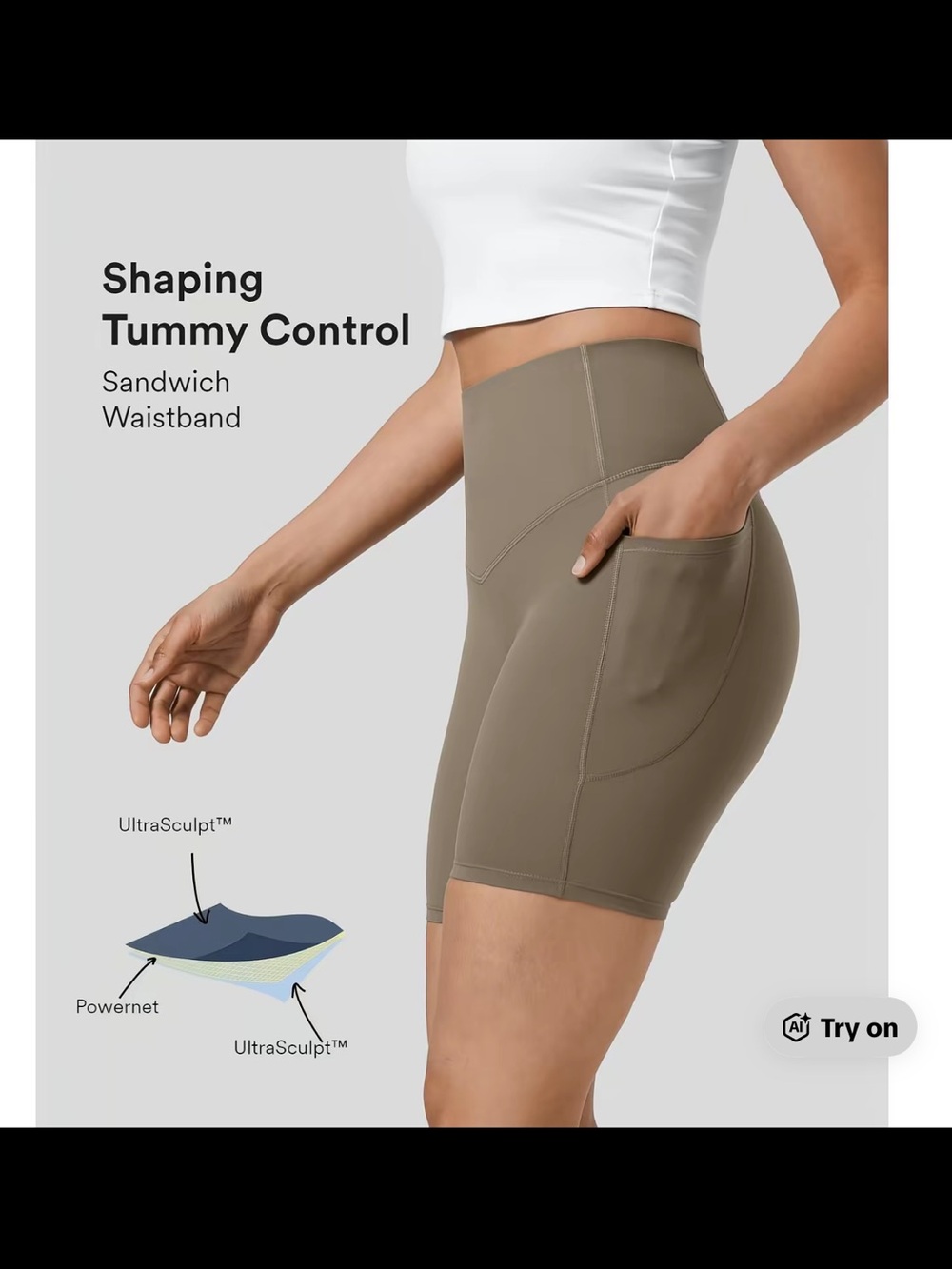 Halara UltraSculpt High Waisted Tummy Control Pocket Shaping Biker Shorts 7”